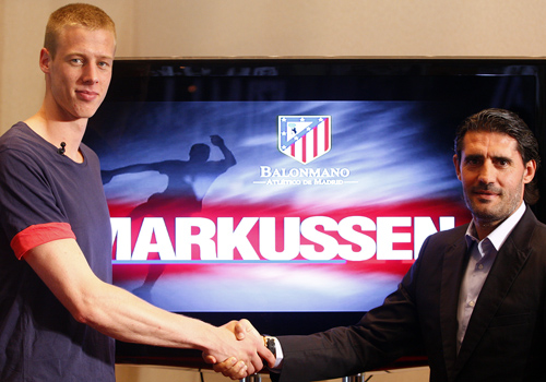 Markussen, primer jugador del BM. Atl�tico de Madrid presentado en el Calder�n