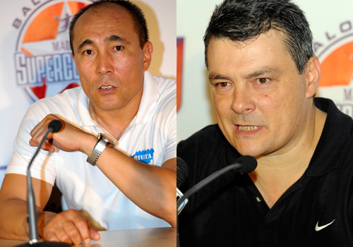 Talant Dujshebaev y Xavier Pascual en sala de prensa